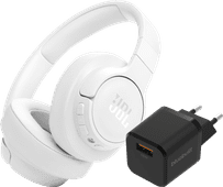 JBL Tune 770NC Wit + BlueBuilt Quick Charge Oplader met Usb A Poort 18W Zwart JBL bundel