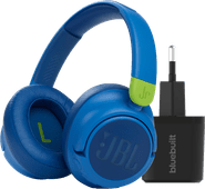 JBL JR460NC Bleu + BlueBuilt Quick Charge Chargeur avec USB-A Casque audio pour enfants