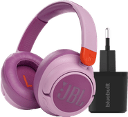 JBL JR460NC Rose + BlueBuilt Quick Charge Chargeur avec USB-A Casque audio pour enfants