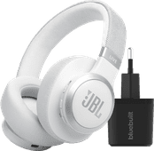 JBL Live 770NC White + BlueBuilt Quick Charge Charger with USB-A Port Bluetooth headphones