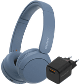 Sony WH-CH520 Blue + BlueBuilt Quick Charge Charger with USB-A Port 18W Black 