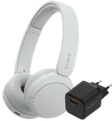 Sony WH-CH520 Blanc + BlueBuilt Quick Charge Chargeur avec Port USB-A 18 W Noir 