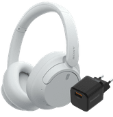 Sony WH-CH720N White + BlueBuilt Quick Charge Charger with USB-A Port 18W Black 