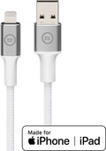 BlueBuilt USB-A to Lightning Cable 1.5m Nylon White BlueBuilt charging cable and data cable