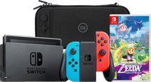 Nintendo Switch Rood/Blauw + Zelda: Echoes of Wisdom + BlueBuilt Beschermhoes Nintendo Switch console (2019 upgrade)