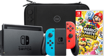 Nintendo Switch Rood/Blauw + Mario Party Jamboree + BlueBuilt Beschermhoes Nintendo Switch