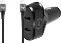 BlueBuilt Power Delivery Autolader 45W Zwart + Usb C Kabel 1,5 Nylon Zwart Autolader