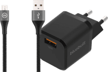 BlueBuilt Chargeur Quick Charge 18 W + Câble Micro USB Nylon Noir 1,5 m Chargeur rapide Samsung Galaxy S21