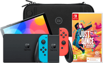 Nintendo Switch OLED Blauw/Rood + Just Dance 2025 + BlueBuilt Beschermhoes Nintendo Switch