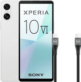 Sony Xperia 10 VI 128GB White 5G + BlueBuilt USB-C Cable 1.5m Nylon Black Sony Xperia 10