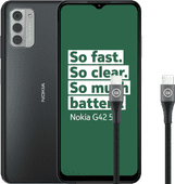 Nokia G42 128GB Zwart 5G + BlueBuilt Usb C Kabel 1,5m Nylon Zwart Duurzame Nokia smartphone