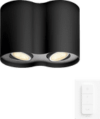 Philips Hue Pillar Mounted Spot Light White Ambiance - Black - 2-spot + Dimmer Smart light including fixture