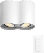 Philips Hue Pillar Spot Monté en Surface White Ambiance - Blanc - 2 spots + Variateur 