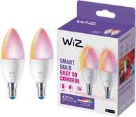 WiZ Ampoule Bougie - Lumière Blanche et Colorée - E14 - Lot de 2 