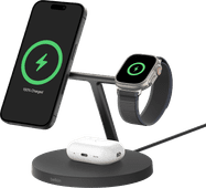 Belkin Boost Charge Pro MagSafe and Qi2 3-in-1 Wireless Charger 15W with Stand Black Apple MagSafe charger
