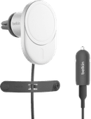 Belkin Support de Téléphone Voiture Grille d'Aération avec Charge MagSafe et Qi2 Argent Support iPhone