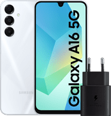 Samsung Galaxy A16 128GB White 5G + Samsung Charger 25W Black Affordable smartphone