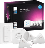 Philips Hue White and Color GU10 Kit de Démarrage 3 Ampoules + Bridge + Variateur Kit de démarrage pour ampoule connectée compatible avec l'Assistant Google