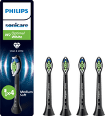 Philips Sonicare Optimal White HX6064/88 Black (4 units) Brush attachment for whiter teeth