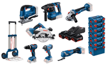 Bosch Professional 7-delige Combiset + Bosch Professional Caddy L-BOXX Accu combiset