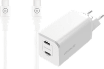 BlueBuilt Chargeur Power Delivery et Quick Charge 65 W + Câble USB-C Nylon Blanc 1,5 m 