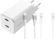 BlueBuilt Chargeur Power Delivery 65 W + Câble Lightning et USB-C 1,5 m Nylon Blanc 
