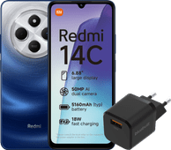 Redmi 14C 256 Go Bleu 4G + BlueBuilt Chargeur avec Port USB-A 18 W Noir GSM Xiaomi Redmi