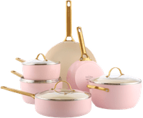 Greenpan Padova Reserve Pannenset 10-delig Blush Pink Sauteerpan voor inductie