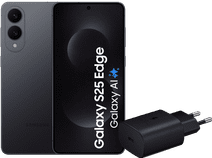 Samsung Galaxy S25 Edge 512GB Zwart 5G + Samsung Oplader 25 Watt Zwart Samsung Galaxy S25 Edge
