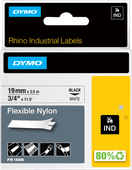 DYMO Rhino 19mm x 3,5m Zwart Wit Nylon Labels Label
