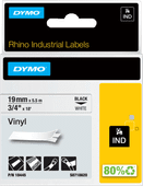 DYMO Rhino 19mm x 5,5m Zwart Wit Vinyl Labels Label