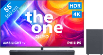 Philips Ambilight 55" PUS9000 QLED 4K (2025) + JBL Bar 2.1 Deep Bass M2 Noir TV Philips de taille moyenne