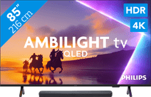 Philips Ambilight 85" PUS8500 QLED 4K (2025) + JBL Bar 300 M2 Zwart Back lit local dimming televisie