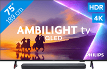 Philips Ambilight 75" PUS8500 QLED 4K (2025) + JBL Bar 300 M2 Zwart Back lit local dimming televisie