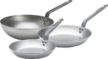 De Buyer Mineral B Frying Pan Set 24cm + 28cm + Wok 28cm Baking pan