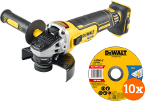 DeWalt DCG405NT-XJ (zonder accu) + DeWalt Doorslijpschijf INOX 125x1x22,2mm 10 stuks Haakse slijper zonder accu