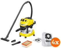 Karcher WD 4 P S V-20/5/22 (YSY) + Karcher Stofzuigerzak voor WD 4/5/6 (4x) Bouwstofzuiger voor middelgrote klussen