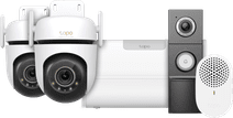 TP-Link Tapo H500 Smart HomeBase + C530WS Lot de 2 + D235 Smart Battery & Wired Doorbell Caméra IP pour NAS