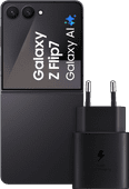 Samsung Galaxy Z Flip 7 256GB Zwart 5G + Samsung Oplader 25 Watt Zwart Vouwbare telefoon
