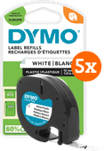 DYMO LetraTag 12mm x 4m Zwart Wit Labels 5-pack Dymo label