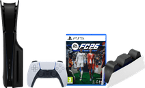 PlayStation 5 Slim Disc Edition + FC 26 + Façades Noir + Station de Charge PlayStation 5 Pro ou Slim
