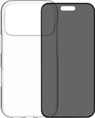 BlueBuilt Back Cover iPhone 17 Pro Transparant + BlueBuilt iPhone 17 Pro Privacy Screenprotector Glas Duurzaam telefoonhoesje