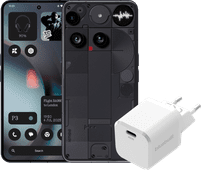 Nothing Phone (3) 256GB Zwart 5G + BlueBuilt Oplader met Usb C Poort 45W Wit Android smartphone