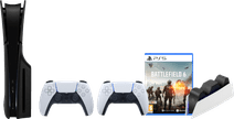 PS5 Slim Disc Edition + Battlefield 6 + Covers Zwart + Extra Controller Wit + Oplaadstation Console kopen?