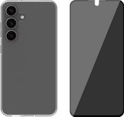 BlueBuilt Samsung Galaxy S25 Back Cover Transparant + Privacy Screenprotector Glas BlueBuilt telefoonhoesje