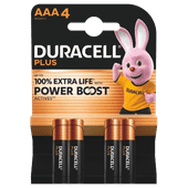 Duracell Alkaline Plus AAA-batterijen 4 stuks Batterij