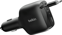 Belkin Power Delivery en Quick Charge Autolader met 2 Usb Poorten en Usb C kabel 75 Watt Autolader met meerdere poorten