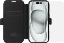 BlueBuilt Apple iPhone 16 Book Case Leer Zwart + Screenprotector Glas Apple iPhone book case of 2-in-1 case