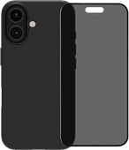 BlueBuilt Back Cover iPhone 16 Zwart + Privacy Filter Screenprotector Glas Apple iPhone back cover