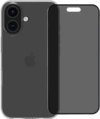 BlueBuilt Back Cover iPhone 16 Transparant + Privacy Filter Screenprotector Glas Apple iPhone back cover